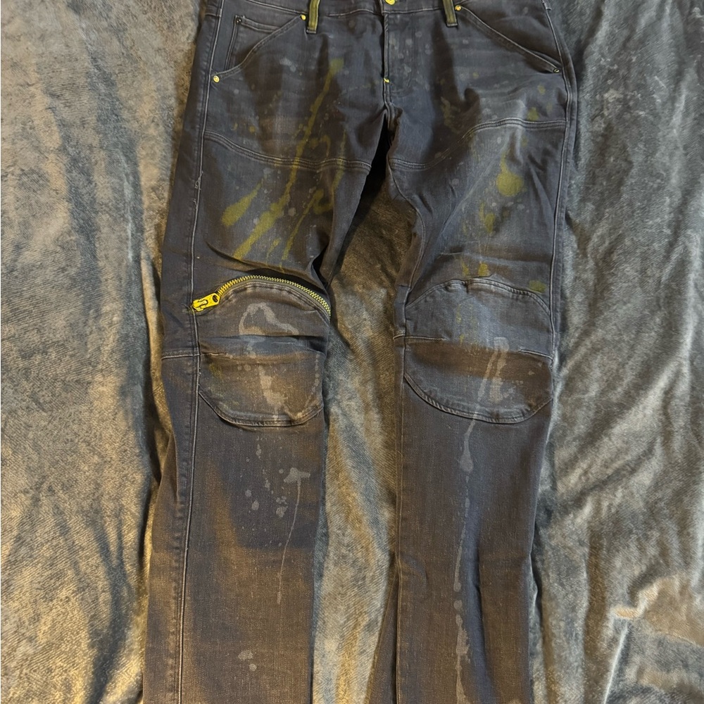 🔥 G-Star RAW 5620 3D Zip Knee Skinny Jeans – Black/Yellow – 34/30
